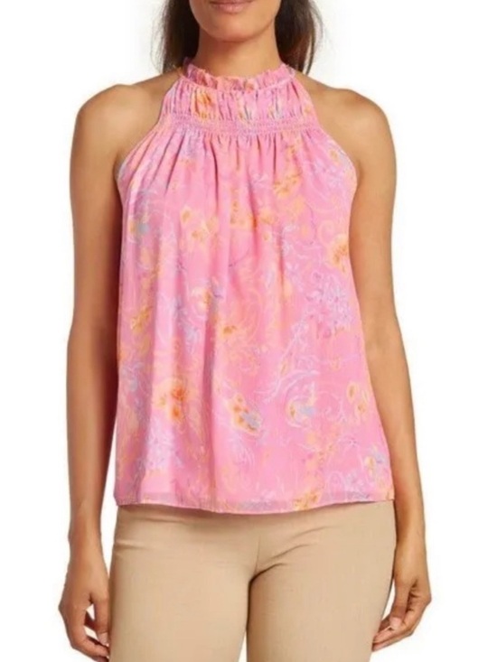 Ramy Brook Tops - Ramy Brook Harlie Paisley Halter Neck Tank Top, Pink sz XS
